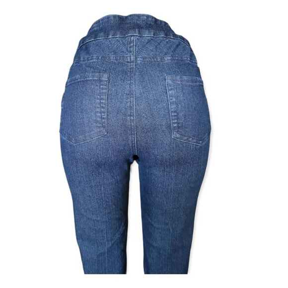 SOFT Surroundings Super Stretch Pull On Ankle‎ Pants Dark Wash Blue 2AC10 Medium - Picture 7 of 13